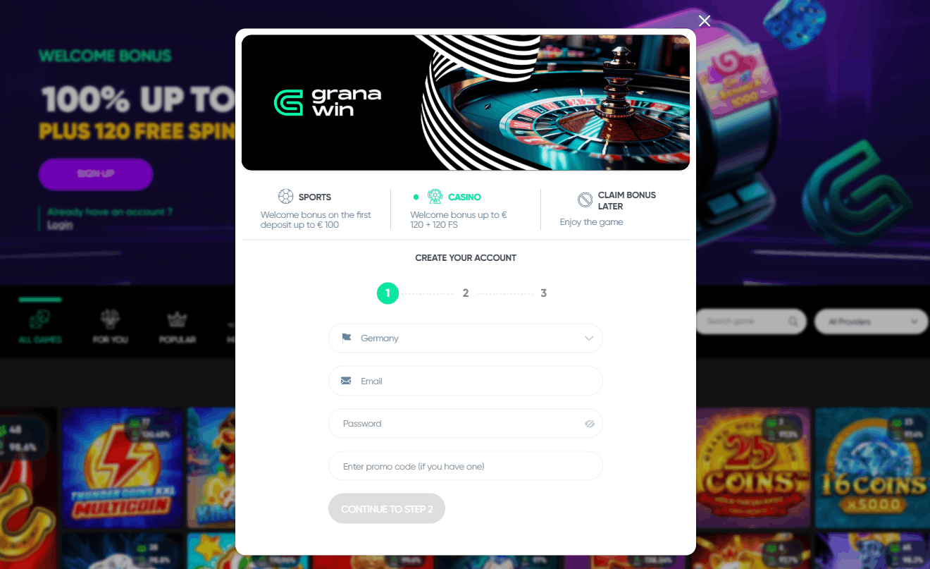 Como Registar-se no Granawin Casino – Passo a Passo